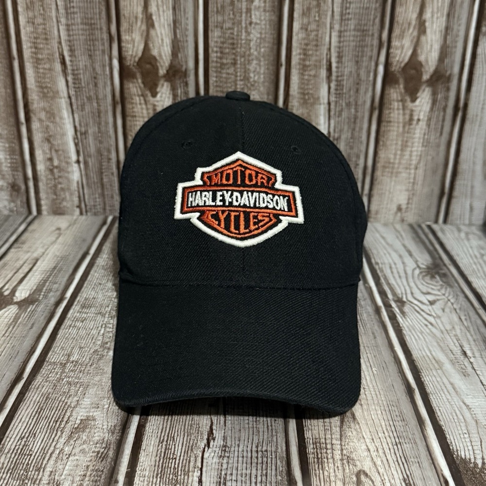 Harley Davidson Wool Adjustable Strap Back Embroidered Hat Cap Motorcycle Biker
